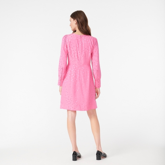 🆕️ J. Crew Pink Shift Dress Jacquard Floral Dot - Picture 4 of 13